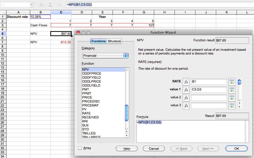 Calculate Net Present Value net present value